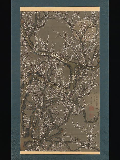 伊藤若冲筆　月下白梅図|White Plum Blossoms and Moon