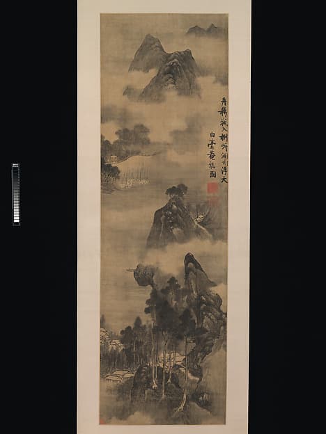 明 張瑞圖 山水圖 軸|Mountains Along Riverbanks