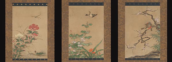 伝狩野元信筆 花鳥図|Birds and Flowers