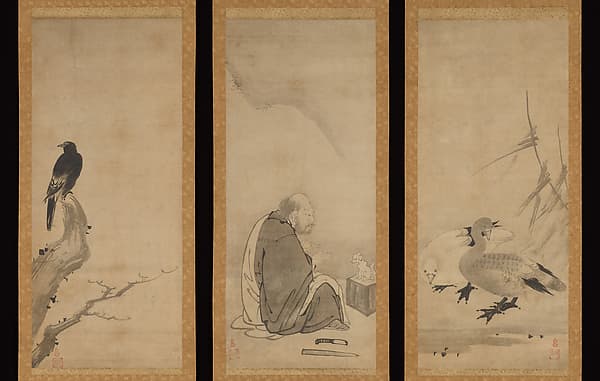 六祖・芦雁・叭々鳥図|Huineng, the Sixth Patriarch of Zen, with Geese and Myna