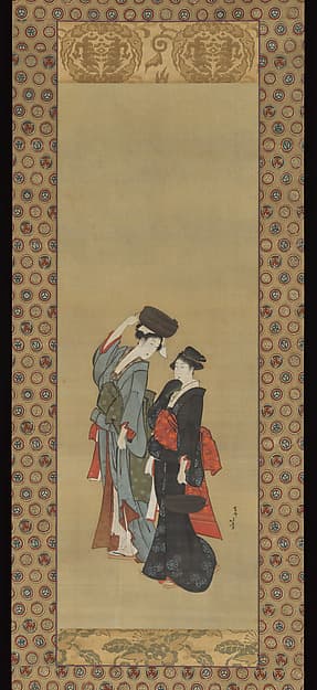 筑摩祭・鍋被り美人図 (Tsukuma matsuri, Nabe kaburi bijin zu)|Women Carrying Pots for the Tsukuma Festival