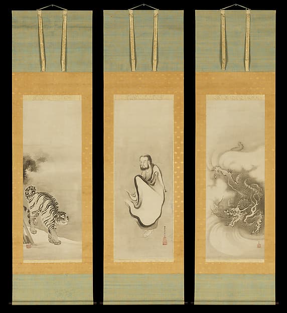 出山釈迦・竜虎図|Shakyamuni Emerging from the Mountains, with Dragon and Tiger