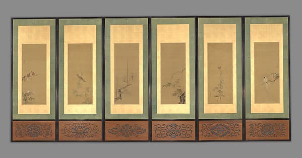 狩野探幽・狩野尚信・清原雪信 花鳥図屏風|Birds and Flowers