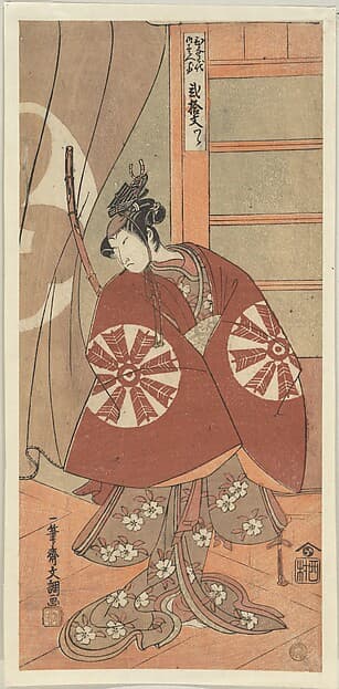 The Actor Nakamura Tomijuro as a Woman Wearing a Red Cape