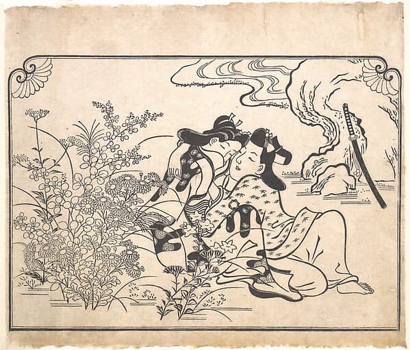 Lovers Beside Flowering Autumn Grasses