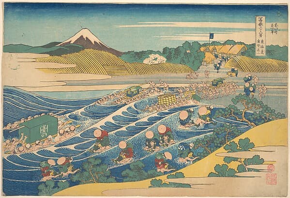 葛飾北斎画 冨嶽三十六景 東海道金谷の不二|Fuji Seen from Kanaya on the Tōkaidō (Tōkaidō Kanaya no Fuji), from the series Thirty-six Views of Mount Fuji (Fugaku sanjūrokkei