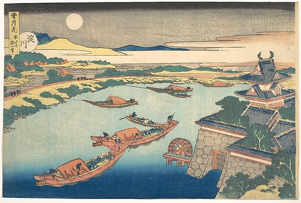 雪月花 淀川|Moonlight on the Yodo River (Yodogawa), from the series Snow, Moon, and Flowers (Setsugekka)