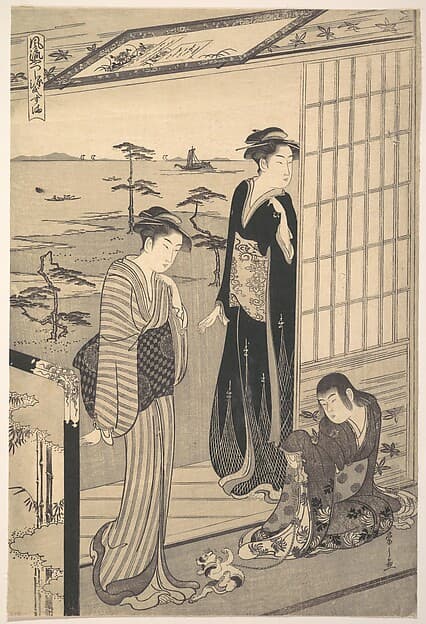 鳥文斎栄之画 「風流やつし源氏 須磨」|Genji in Exile at Suma, from the series Genji in Fashionable Modern Guise (Fūryū yatsushi Genji: Suma)