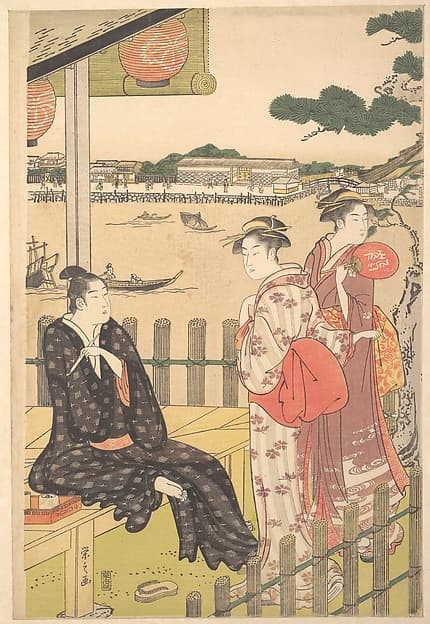 Group at a Tea-house on the Bank of the Sumida River
