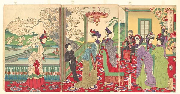 楊洲周延画 『開花貴婦人競』|A Contest of Elegant Ladies among the Cherry Blossoms (Kaika kifujin kisoi)