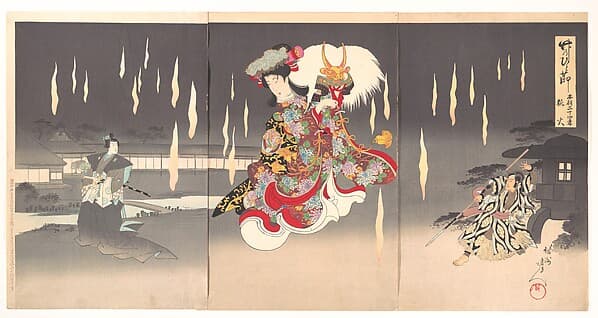 Scene of Foxfire (Kitsunebi) from the Play Honchō nijūshikō