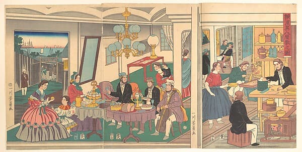 歌川芳員画 「横浜異人屋敷之圖」|A Foreign Residence in Yokohama