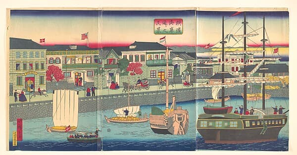 横浜海岸通り之風景|View of the Seafront in Yokohama (Yokohama Kagandori no fūkei)