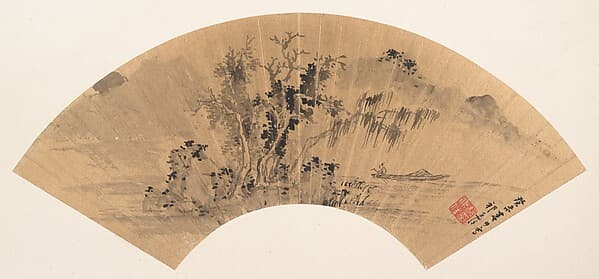 明/清 祁豸佳 山水 圖|Landscape with fisherman