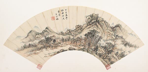 清 王時敏 倣黃子久筆意山水	扇頁|Landscape after Huang Gongwang