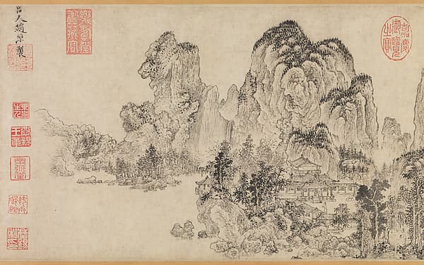 元/明 趙原 倣燕文貴范寬山水圖元/明 沈巽竹石 合卷|Landscape