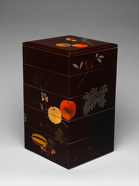明治時代　柴田是真　果蔬蒔絵重箱|Tiered Food Box with Summer and Autumn Fruits