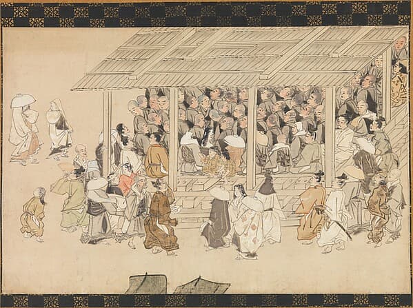 一遍上人絵伝「遊行上人縁起絵」 断簡|A Nenbutsu Gathering at Ichiya, Kyoto, from the Illustrated Biography of the Monk Ippen and His Disciple Ta'a (Yugyō Shōnin engi-e)