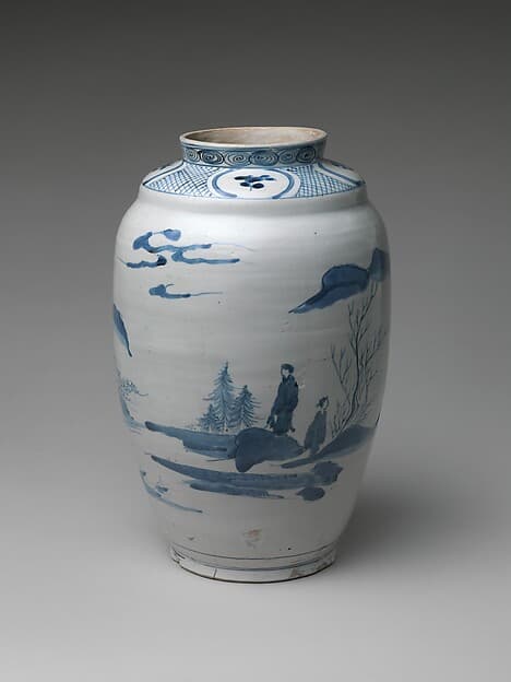 染付山水人物文壺|Jar with Landscape
