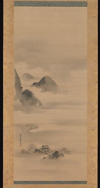 狩野探幽筆 月夜山水図|Landscape in Moonlight