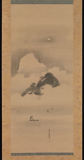 狩野探幽筆 月夜山水図|Landscape in Moonlight