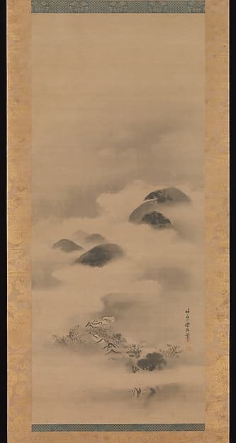 狩野探幽筆 月夜山水図|Landscape in Moonlight