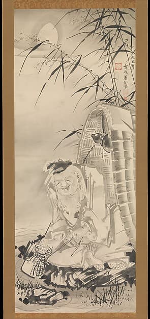 曽我蕭白筆　太公望図|Tōkaibō with a Fishing Basket