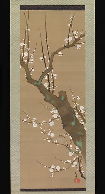 酒井抱一筆 鶯白梅図|Bush Warbler (Uguisu) in a Plum Tree