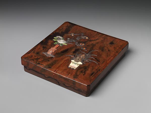 Writing Box with Design of Chinese-Style Flower Arrangement (Inside: Design of Geese)