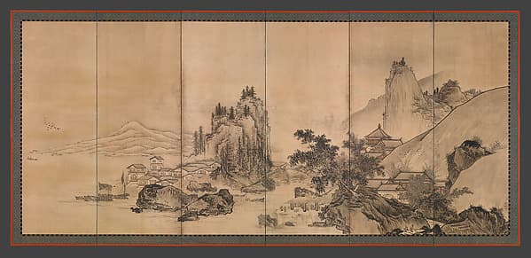 雲谷等顔筆 四季山水図屏風|Landscape of the Four Seasons