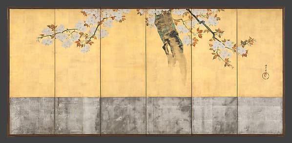 酒井抱一筆 桜図屏風|Blossoming Cherry Trees
