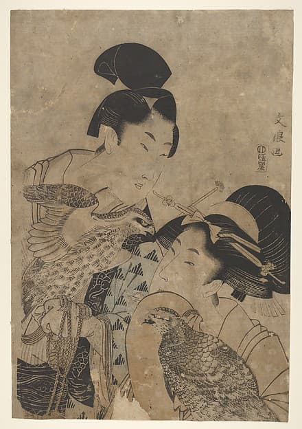 Two women with falcons