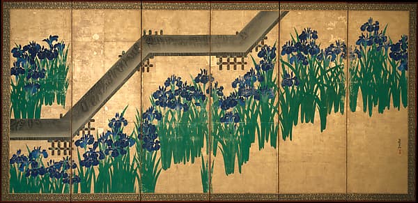 八橋図屏風 |Irises at Yatsuhashi (Eight Bridges)