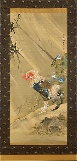 宋紫山筆　嵐に鶏図|Rooster in a Storm