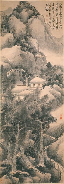 清 倣龔賢 雲山隱居圖 軸|Dwelling among mountains and clouds