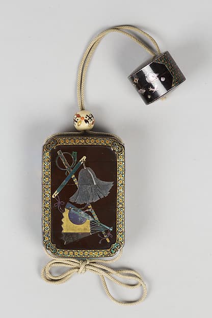Case (Inrō) with Design of Commander's Baton and Other Military Objects