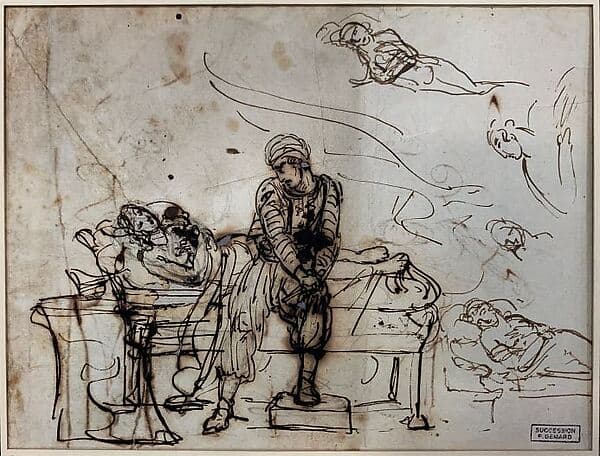 Othello Hesitating to Kill Desdemona