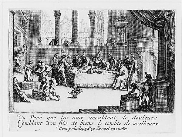 Le Partage des Biens, pièce appelée aussi L'Enfant Prodigue Reçoit sa Part d'Héritage (The Dividing of Assets, also called The Prodigal Son Receiving His Inheritance), from "L'Enfant Prodigue" (The Prodigal Son)