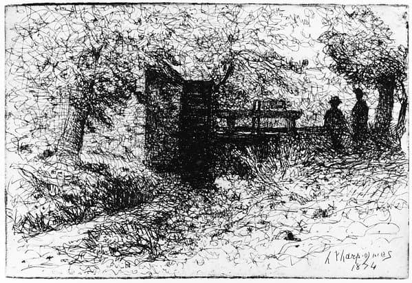 Two Figures by a Small Watergate