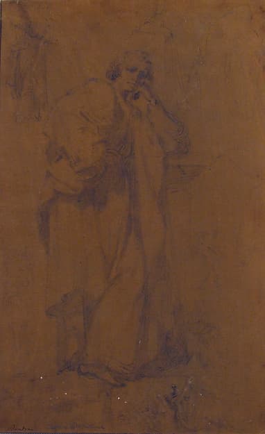 Standing Draped Male Figure, His Left Arm Resting on a Pillar