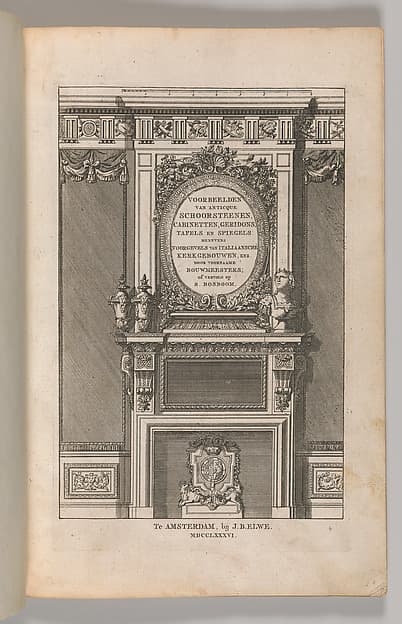 Miscellany of 17th-century Ornament Print Series: Examples of Antique Chimneypieces, Cabinets, Gueridons, Tables and Mirrors, in addition to Italian Church Facades, by illustrious architects, or a sequel to S. Bosboom