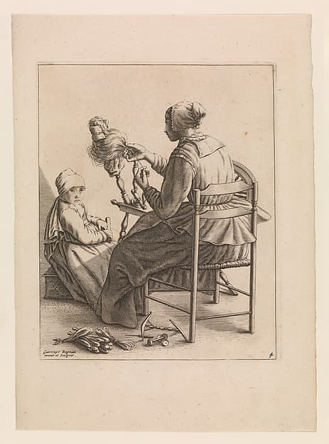 A Woman Spinning, Plate 4 from "Five Feminine Occupations"