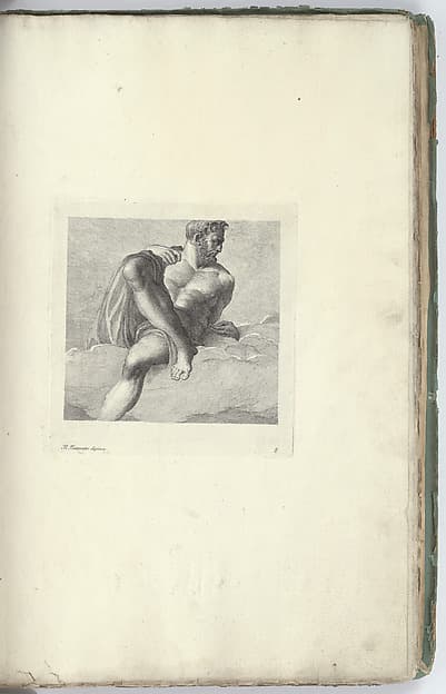 Partially Nude Man Reclining on Clouds, from Varie pitture a fresco de'principali maestri veneziani ora per la prima volta con le stampe pubblicate (Frescoes by the Most Important Venetian Masters Published in Print for the First Time), plate 8