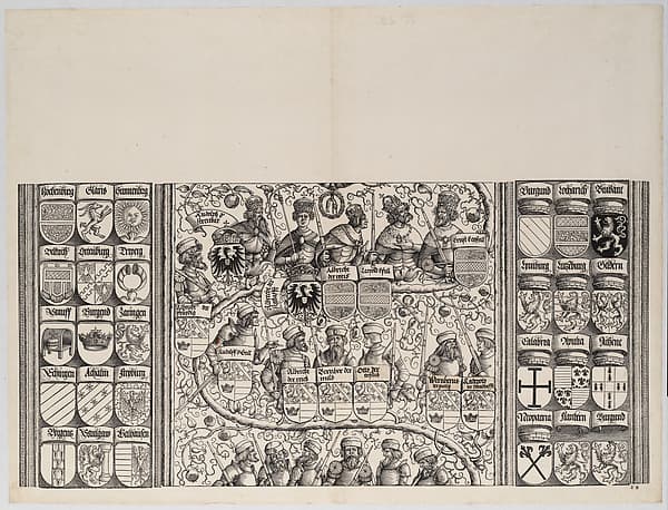 The Middle Portion of the Genealogy of Maximilian, from the Arch of Honor, proof, dated 1515, printed 1517-18
