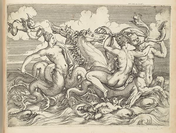 A Nereid Riding a Sea Centaur Accompanied by Other Sea Creatures