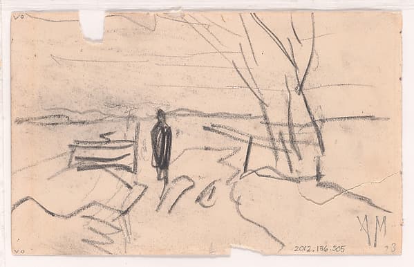 Landscape with Women Working in a Field; verso: Sketch of Landscape with Person on a Path