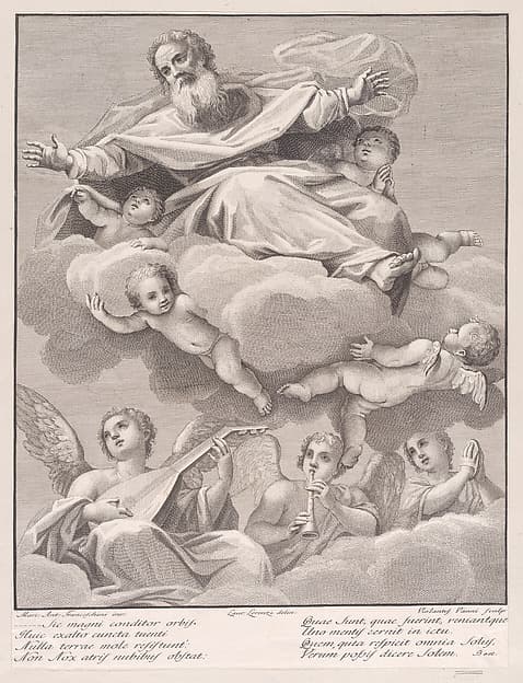 God with musical angels and cherubim