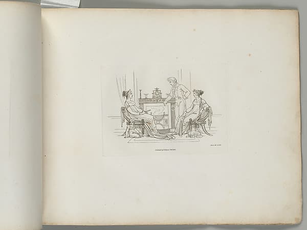 A Man, Two Women, a Child, and a Dog by a Fireplace (from Sketches in Outline)