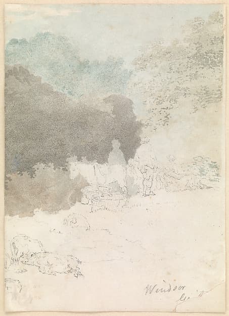 Horses and Pigs in a Landscape, Windsor