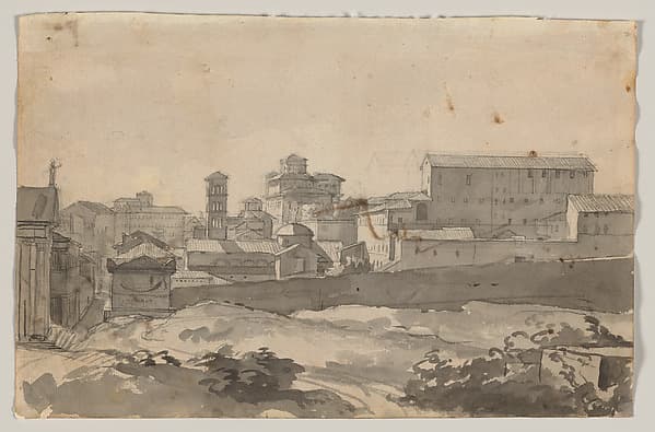 View of Rome (recto); A Woman's Head In Profile (verso)